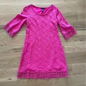 ALFANI Pink Crochet Shift Dress